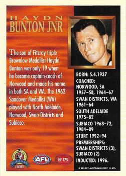 2007 Select AFL Supreme - Hall of Fame Series 3 #HF175 Haydn Bunton Jr. Back